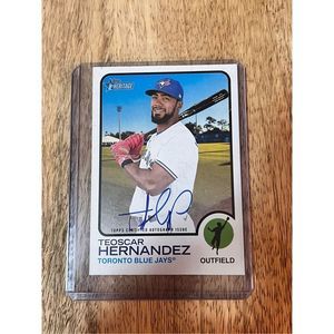2022 Topps Heritage Autographed Card Teoscar Hernandez Baseball Outfielder